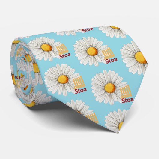 Stoa Light Blue Daisy Necktie Krawatte (Gerollt)