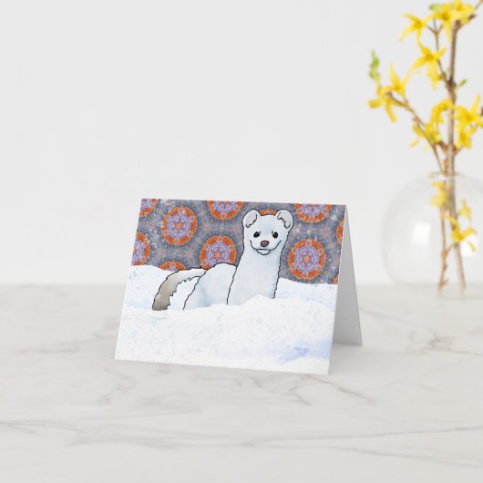 Stoat In Snow Karte (Gelbe Blume)