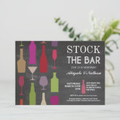 Stock Bar Chalk Flaschen Party Einladung (Stehend Vorderseite)