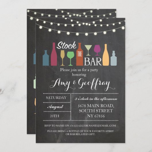 Stock Bar Chalk Party Verlobung Einladung (Vorne/Hinten)