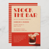 Stock Bar Retro Cocktail Polterabend Einladung (Vorne/Hinten)