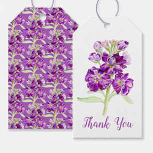Stock Blume Aquarellkunst lila danke Geschenk Geschenkanhänger
