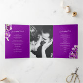 Stock Blume lila Aquarellkunst Hochzeit Dreifach-gefaltete Programmkarte (Innenseite)