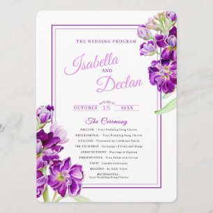 Stock Blume lila Aquarellkunst Hochzeit Programm