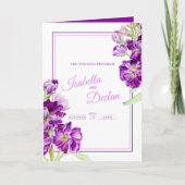 Stock Blume lila Aquarellkunst Hochzeit Programm (Vorderseite)
