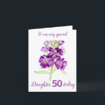 Stock Blume lila Tochter 40. Geburtstagskarte Karte<br><div class="desc">Personalize this card for an extra special touch to suit your needs. Night scented stock flowers purple themed birthday card,  Daughter 50 years card. Artwork is adaped from an original watercolour painting by Sarah Trett.</div>