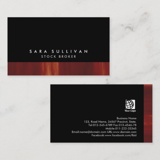 Stock Broker Bold Black Abstrakt Sunset Gradient Visitenkarte (Vorne/Hinten)