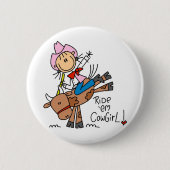 Stock-Cowgirl, das Stier-Knopf reitet Button (Vorderseite)