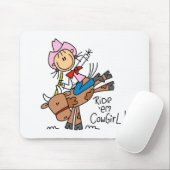 Stock-Cowgirl, das Stier Mousepad reitet (Mit Mouse)