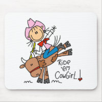 Stock-Cowgirl, das Stier Mousepad reitet