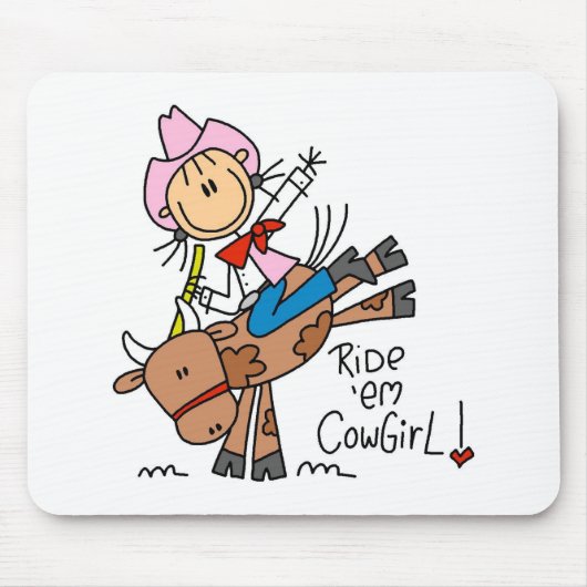 Stock-Cowgirl, das Stier Mousepad reitet (Vorne)