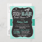 Stock das Bar Brautparty; Aqua-Einladung Einladungspostkarte (Vorne/Hinten)