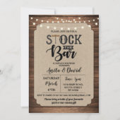 Stock das Bar Party Dusche Burlap Wood Einladung (Vorderseite)