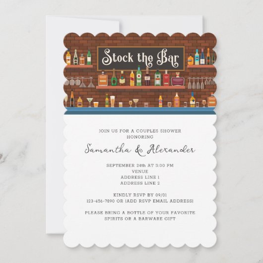 Stock das Bar Rustic Couples Coed-Brautparty Einladung (Vorderseite)