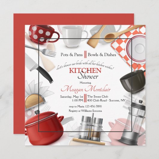 Stock das Brautparty der Küchenzentrale Einladung (Vorne/Hinten)
