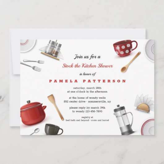 Stock das Küchen-Brautparty Einladung (Vorderseite)