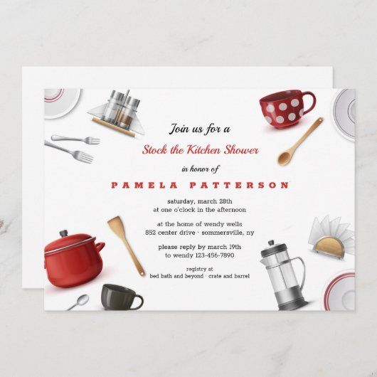 Stock das Küchen-Brautparty Einladung (Vorne/Hinten)