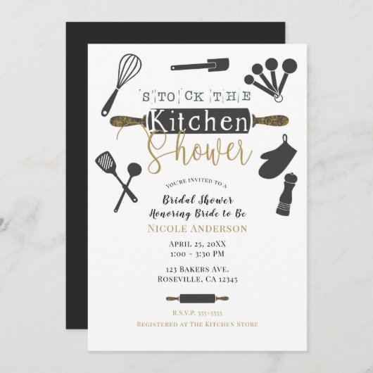 Stock das Küchen Brautparty Moderne Minimal Einladung (Vorne/Hinten)