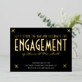 Stock der Bar Engagement Partei Typografisches Gol Folieneinladung (Stehend vorne)