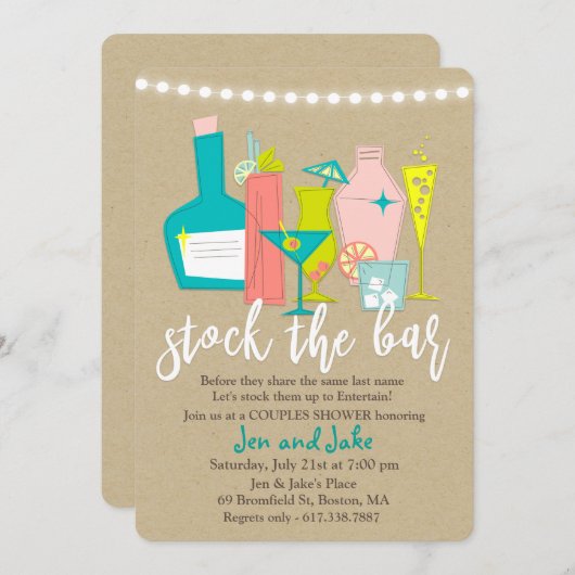 Stock der Coddusche Bar Couples Einladung (Vorne/Hinten)