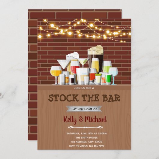 Stock der Einladung zur Bar-Haushaltserwärmung (Vorne/Hinten)