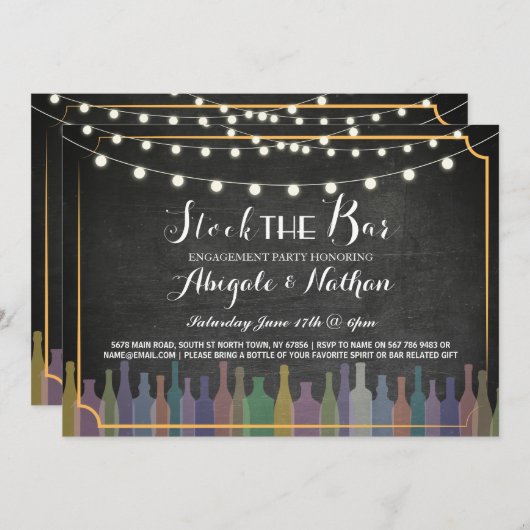 Stock die Bar Chalk Couple Dusche Einladung (Vorne/Hinten)