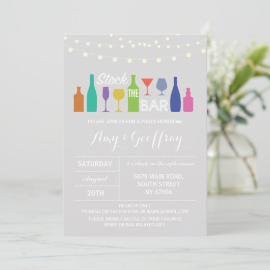 Stock die Bar Chalk Graue Verlobung Einladung (Stehend Vorderseite)