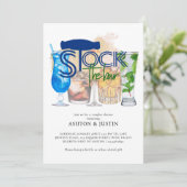 Stock die Bar Champagne Cocktails Couples Dusche Einladung (Stehend Vorderseite)