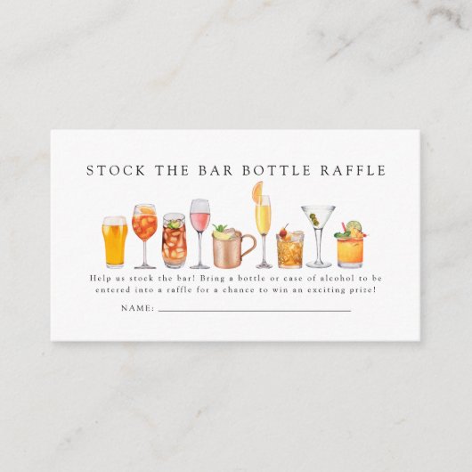 Stock die Bar Couples Duschflasche Raffle Ticket Begleitkarte (Vorderseite)