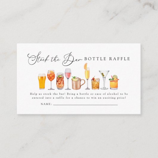 Stock die Bar Couples Duschflasche Raffle Ticket Begleitkarte (Vorderseite)