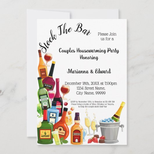 Stock die Bar Couples Housewarming Party Einladung (Vorderseite)