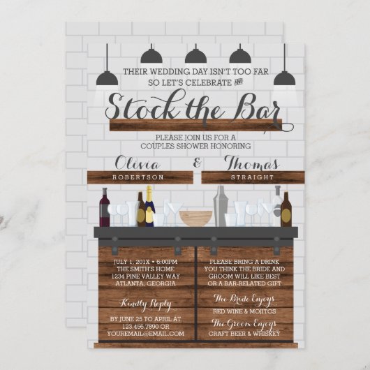 Stock die Bar-Dusche, Bauernstil Einladung (Vorne/Hinten)