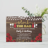 Stock die Bar Einladung Rote Rose rustikalen Holz (Stehend Vorderseite)