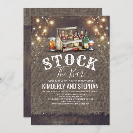 Stock die Bar Einladungen rustikale Paare Dusche (Vorne/Hinten)