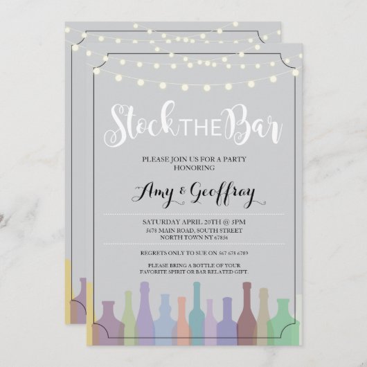 Stock die Bar Gray Party Verlobung Paare einladen Einladung (Vorne/Hinten)