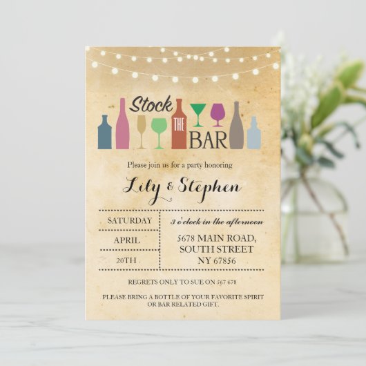Stock Die Bar Lights Party Verlobung Einladung (Stehend Vorderseite)