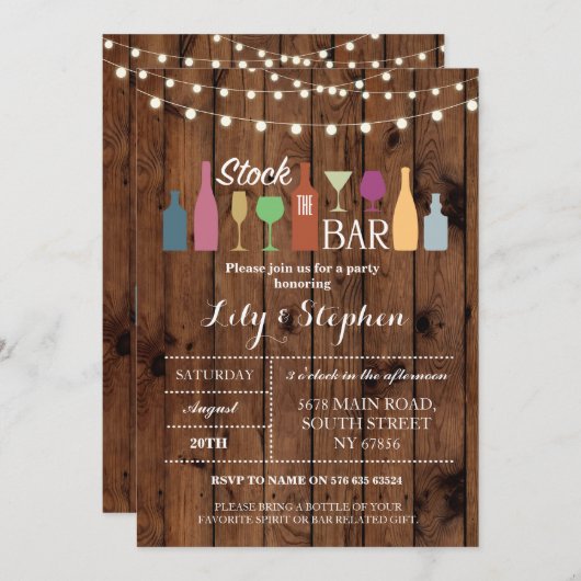 Stock die Bar rustikale Party Verlobung Einladung (Vorne/Hinten)