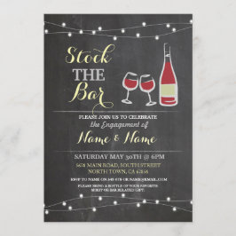 Stock Die Bar Verlobung Couple's Wine Chalk Einladung