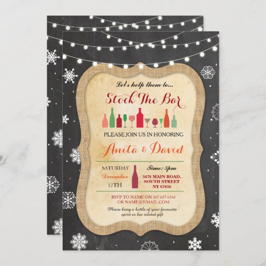 Stock die Bar Weihnachtsschneeflocke Einladung (Vorne/Hinten)