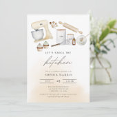 Stock Die Küche Boho Wasserfarbe Brautparty Einladung (Stehend Vorderseite)