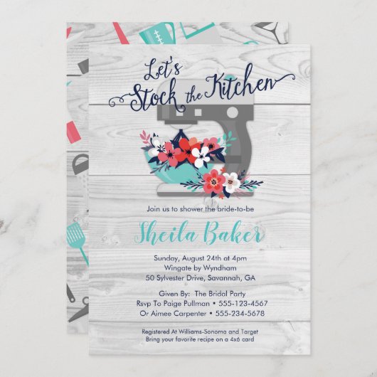 Stock die Küchen Bridal Dusche Einladung (Vorne/Hinten)