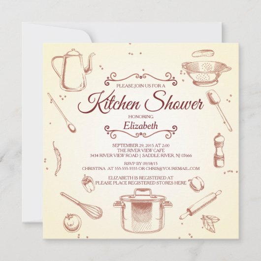 Stock die Küchen Bridal Dusche Einladung (Vorderseite)