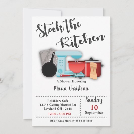 Stock die Küchen Bridal Dusche Einladung (Vorderseite)