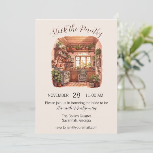 Stock die Pantry, Küche Bridal Dusche Einladung (Stehend Vorderseite)
