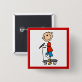 Stock-Figur-Junge auf Scooter Button (Vorne & Hinten)