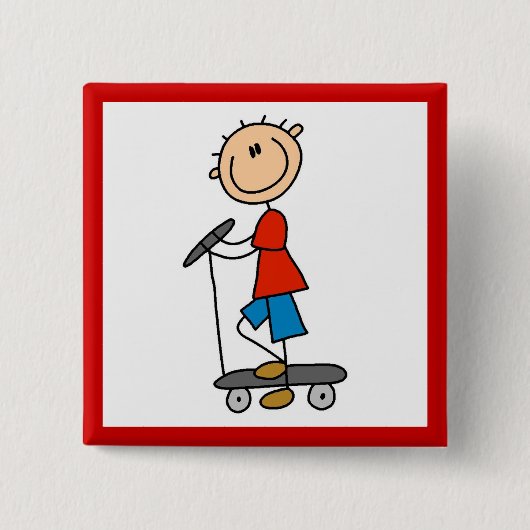 Stock-Figur-Junge auf Scooter Button (Vorderseite)