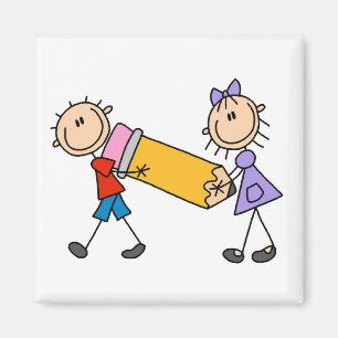 Stock-Kinder mit Bleistift Magnet