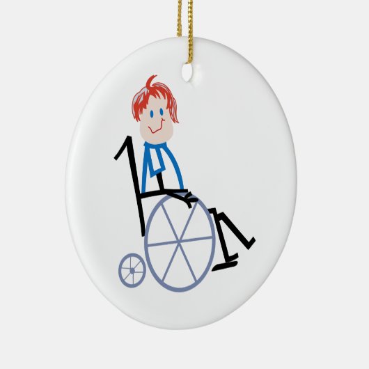 Stock-Rollstuhl-Kind Keramikornament (Rechts)