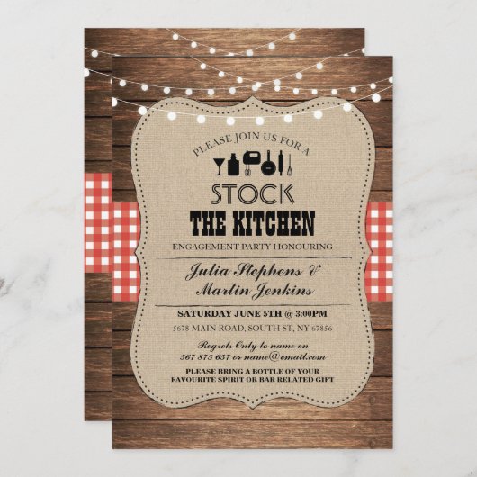 Stock The Kitchen Bar Party Verlobung Einladung (Vorne/Hinten)