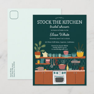 STOCK THE KITCHEN Brautparty Cute INDIVIDUELL Einladungspostkarte